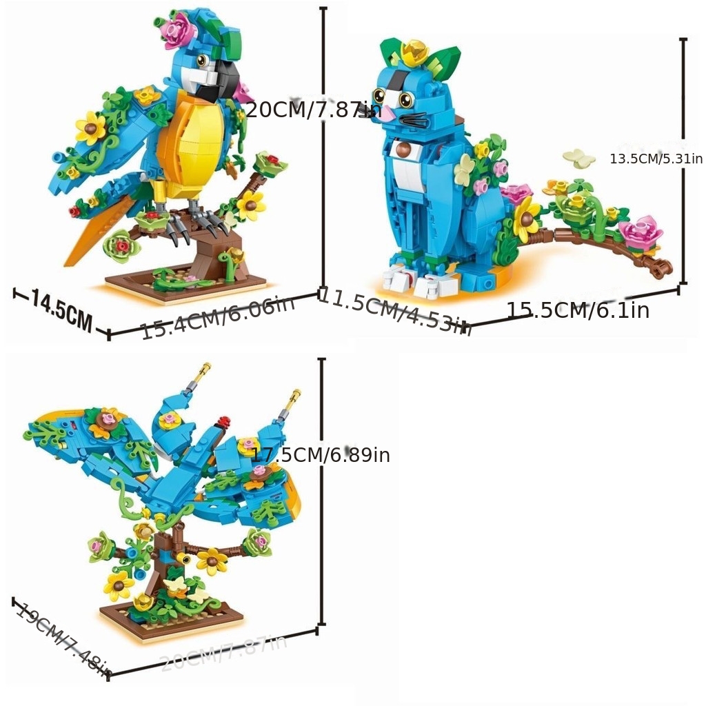 400pcs 3-In-1 Animal Transformation Building Blocks Set, Gift